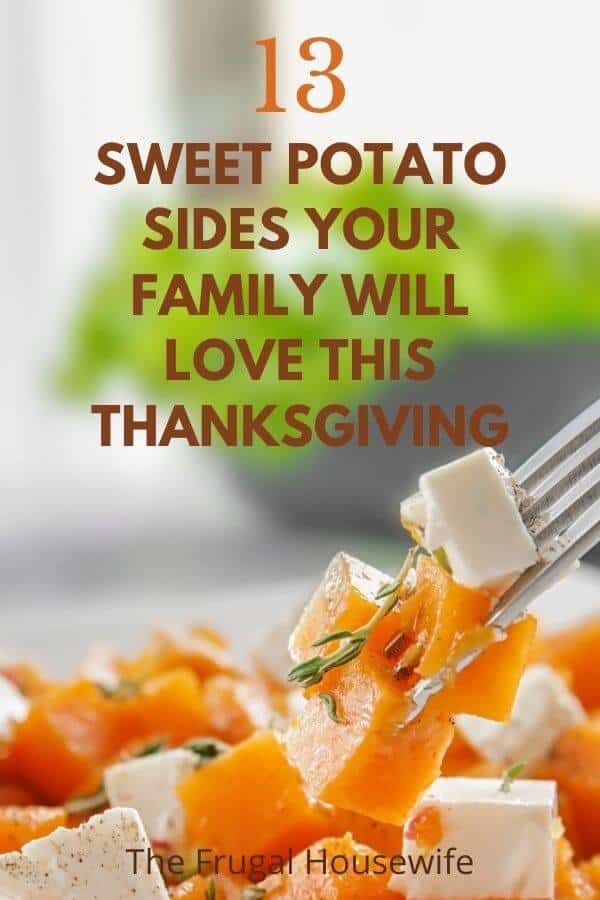 Pinterest pin with sweet potatoes cut in cubes
