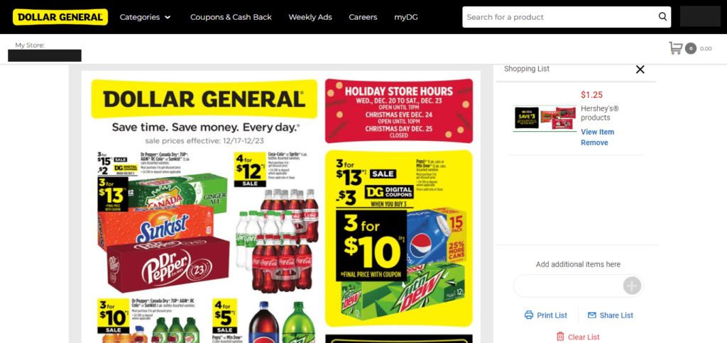 Dollar General weekly ad and shopping list