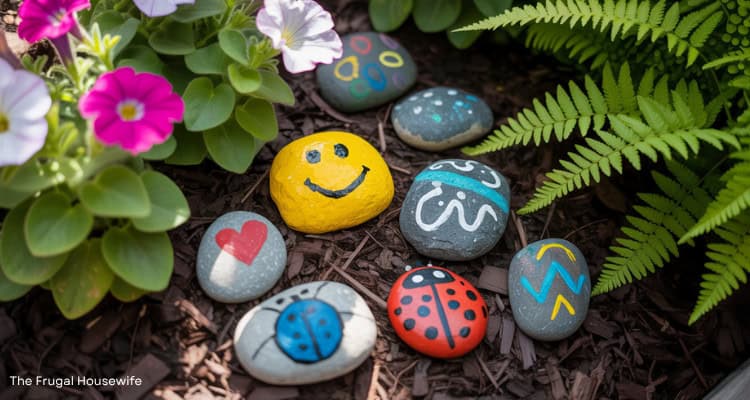 Rock gardens painted by kids